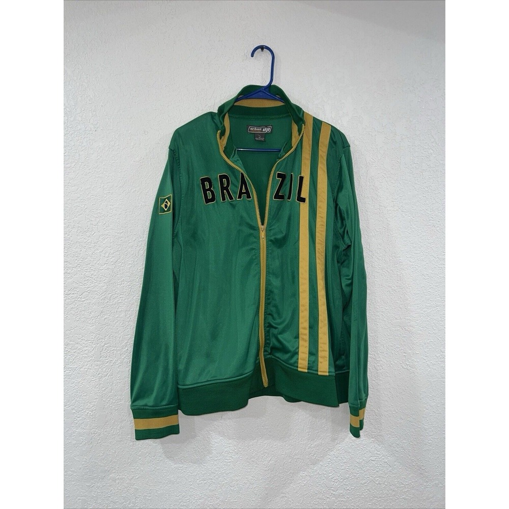 Urban Up Pipeline Mens Athletic Brazil Warm Up Jacket- Green-Size X-Large